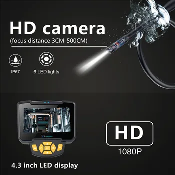 Digital Industrielle inspektionskamera 4,3 Tommer LCD-Endoskop, Semi-Stive Håndholdte Endoskop til Biler Endoscopio Fleksible Kamera