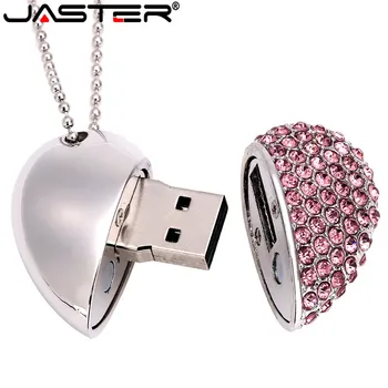 JASTER meget smuk krystal hjerte kærlighed usb 2.0 usb-flash-drive4GB 8GB 16GB 32GB pendrive gave