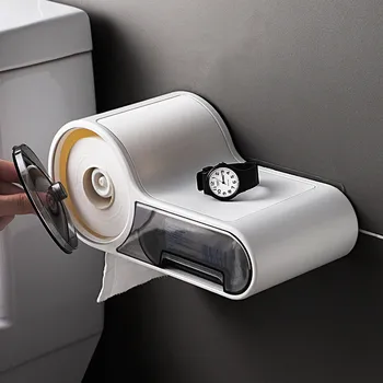 Multifunktionelle Gratis Stansning Tissue Box Papirholder Plast Oplagring Rubrik Toilet Vandtæt Til Badeværelse Tilbehør