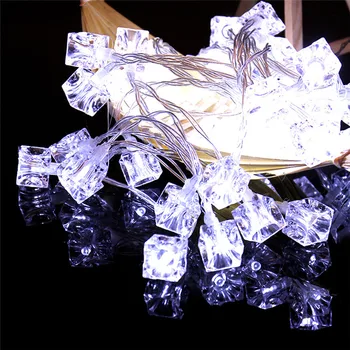 Ice cube garland lys batteri power led fe lys string ice cube led-lys indretning for bar fest, bryllup, Jul, nytår