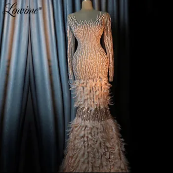 Arabisk Robe Lange Ærmer Dubai Illusion, Aften Kjoler Beaded Tyrkisk, Marokkansk Kaftans Prom Dress Krystaller Festkjoler 2020 Ny