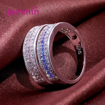 Ægte 925 Sterling Sølv Ring Glitrende CZ Banet Oprindelige Kvinder Finger Krystal Smykker Dropshipping