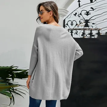 2020 Mode Løs Mid-længde Sweater Kvinder Overtøj Strikket Pullover Sweater Efterår Og Vinter Nye O-hals langærmet Tøj