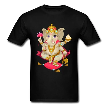 Ganesha T-Shirts Hinduistiske Guder Tshirt Thanksgiving Day T-shirt Mænd, Tops Tees No Fade Trykte Tøj Black Summer Ny