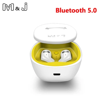 M&J Bluetooth-5.0 Øretelefoner TWS Trådløse Headsets Mini 3D-Stereo Hovedtelefoner HiFi Sound Sport IPX5 HD MIC Håndfri til Telefonen Alle