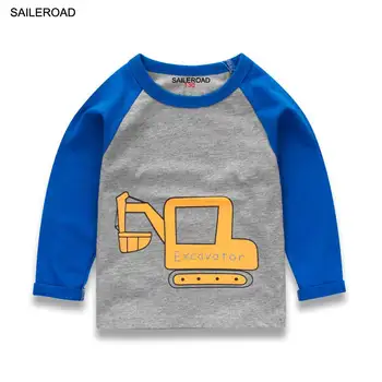 SAILEROAD 2-9år Børn Drenge T-Shirt i Bomuld Drenge Piger langærmet T-Shirts Efteråret Nye Baby Brand-Lastbil Shirts