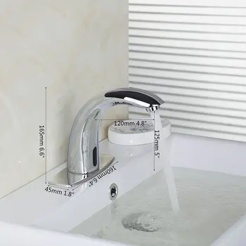 Monite Automatisk Sensor Vandhane, Badeværelse Håndvask Vask Vandhane Vand Blandingsbatteri Dæk Monteret Berøringsfri Infrarøde Bassin Tryk