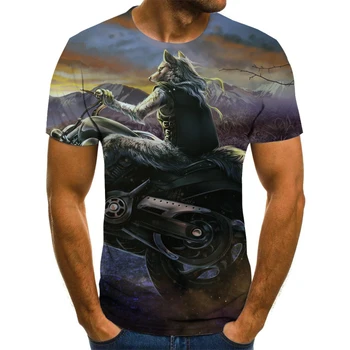 Herre Tee 3d-t-Shirt Sommer Wolf Dyr Udskrivning af Kort Ærmet T-Shirt, Bluse Toppe Mandlige Sjove T-Shirts 3D Animal t-Shirt Plus Størrelse
