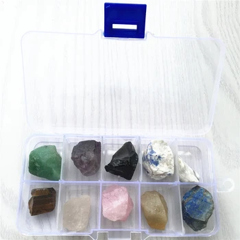 Hot 10STK natursten Ædelstene og Mineraler Reiki Healing Rå Sten Roser Kvarts Lapis Lazuli Ametyster Crystal Roungh