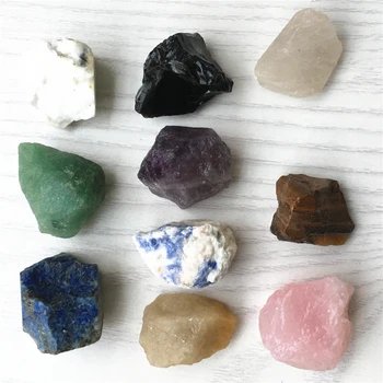 Hot 10STK natursten Ædelstene og Mineraler Reiki Healing Rå Sten Roser Kvarts Lapis Lazuli Ametyster Crystal Roungh