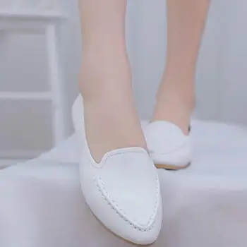 Mode Spids Tå Loafers Kvinder Sko Pink/Hvid/Sort/Blå Komfortable Læder Slip på Blød PU Ballet Sko Casual Lejligheder Sko