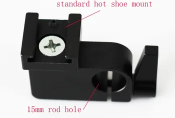 Enkelt Stang klemme w/ hot shoe mount fr 15mm Jernbane Rig Rail-systemet kan justere vinkel