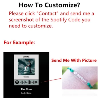 Brugerdefineret Musik Spotify Kode Armbånd Til Kvinder, Mænd, Hånd-Lavet Reb Armbånd Personlig Sang Kode Smykker