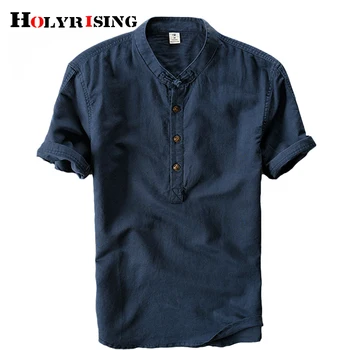 Mænd Linned skjorte 2019 sommer bomuld Skjorte for mænd kortærmede skjorter ånder Cool skjorter 5 farve M-4XL størrelse 18812-5