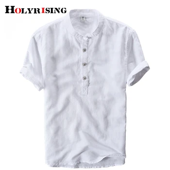 Mænd Linned skjorte 2019 sommer bomuld Skjorte for mænd kortærmede skjorter ånder Cool skjorter 5 farve M-4XL størrelse 18812-5