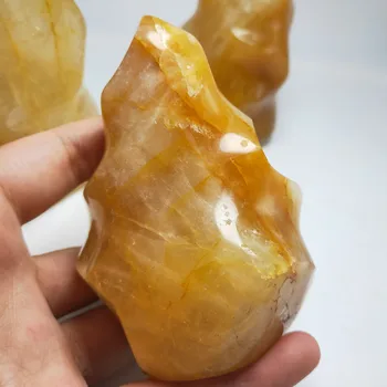600g Mineral krystal flamme naturlig gylden kvarts fakkel, sten, krystal fri form Reiki healing home decor