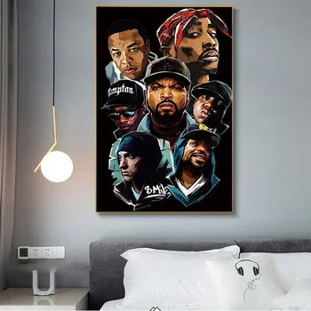 Mode West Coast Hip Hop Tupac Musik Plakat og Print på Lærred Maleri på Væg Kunst Billede For Hjemmet Værelse Dekoration Urammet