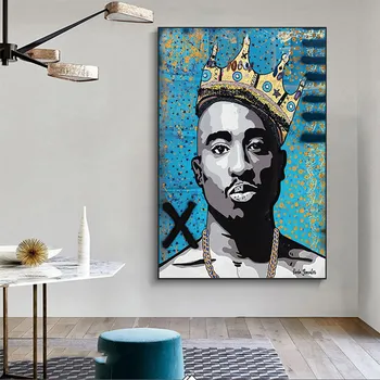 Mode West Coast Hip Hop Tupac Musik Plakat og Print på Lærred Maleri på Væg Kunst Billede For Hjemmet Værelse Dekoration Urammet