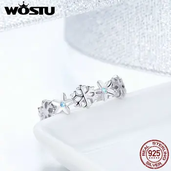 WOSTU Hot Salg Nye 925 Sterling Sølv Elegante Snefnug Stabelbare Finger Ringe Til Kvinder Ring i Sølv Mærke Smykker Gave DAR015