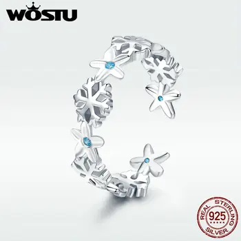 WOSTU Hot Salg Nye 925 Sterling Sølv Elegante Snefnug Stabelbare Finger Ringe Til Kvinder Ring i Sølv Mærke Smykker Gave DAR015