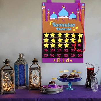 HUIRAN Eid Mubarak Følte julekalender Ramadan Dekoration Islam Muslimske Part Indretning Eid Al Adha Ramadan Og Eid Ramadan Kareem