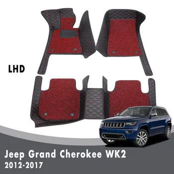 Luksus Dobbelt Lag Wire Loop Tæpper Til Jeep Grand Cherokee WK2 2017 2016 2013 2012 Bil gulvmåtter Interiør Læder