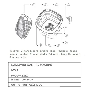 Bærbare Folde Vaskemaskine med Ozon Undertøj Sokker Automatisk Mini Vaskemaskine ultralydsrensning Vaskemaskine