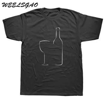 WEELSGAO Sommer Vin Glas Og en Flaske T-Shirt Mode O-hals kortærmet Bomulds T-Shirt til Mænd Tøj Toppe
