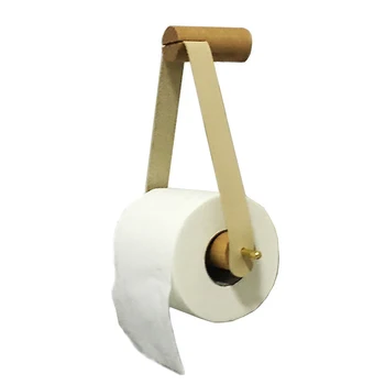 Hjem Træ-Rullet papirholder Badeværelse Hængende Reb vægmonteret toilet Håndklæde Træ-toiletpapir Indehavere Rack