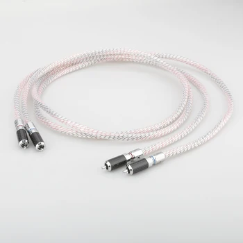 Høj Kvalitet Par Nordost Valhalla 7N silver plated RCA audio interconnect kabel med kulfiber RCA stik