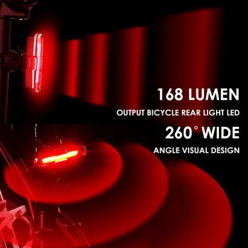 Bike baglygte Ultra Lyse Cykel Lys USB-Genopladelige LED Cykel baglygte 5 Lys-Tilstand Forlygterne med Rød + Blå