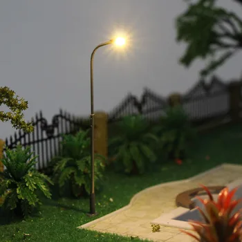 LQS07 10stk modeljernbane 1:87 Lampe Post Street Lights HO TT Skala Lysdioder 7cm Bygning Layout Natur