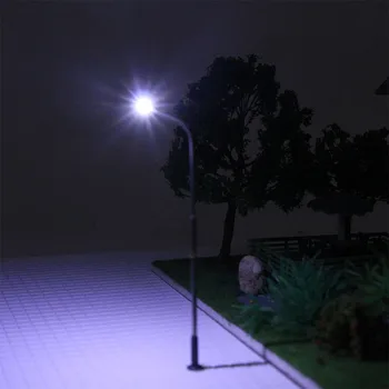 LQS07 10stk modeljernbane 1:87 Lampe Post Street Lights HO TT Skala Lysdioder 7cm Bygning Layout Natur