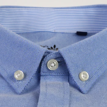 Mænd ' s langærmet Oxford Blå Kjole Skjorte med Venstre brystlomme Bomuld Mandlige Casual Solid Button Down Skjorter 5XL 6XL Stor størrelse