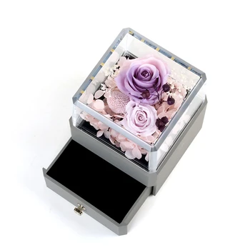 Udsøgte Og Moderigtigt Akryl Plasctic Evige Rose Blomst Smykker Ring Earring Vedhæng Display Box For Kvindelige Bryllup Gaver