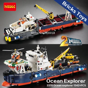 1342PCS Ocaen Explorer DECOOL TECHNIC 42064 Båd, Helikopter, Fly byggesten Mursten Legetøj For Børn Gaver DECOOL 3370