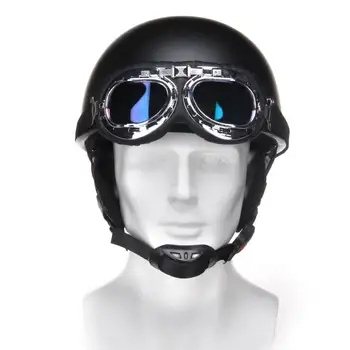 Retro Motorcykel Hjelm Stjerne Mønster Åbne Ansigt Sikkerhed Halv Hjelm Med UV-Goggle Motorcykel Tilbehør Dele Beskyttende Redskaber