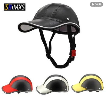 Motorcykel Læder Hjelme, Cykel, Scooter Halvt Åbne Ansigt Beskyttende Hjelm Hard Hat-Sikkerhed Unisex Racer Hjelm Baseball Cap-Sikkerhed