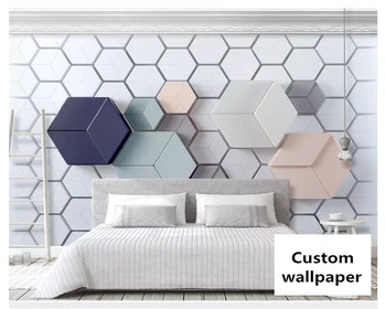 Beibehang tapeter hjem indretning Tilpasset moderne minimalistisk geometriske marmor mosaik soveværelse baggrund papel de parede tapet
