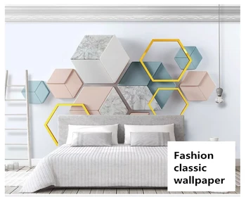 Beibehang tapeter hjem indretning Tilpasset moderne minimalistisk geometriske marmor mosaik soveværelse baggrund papel de parede tapet
