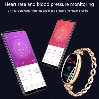 Kvinder Smart ur mode noble med puls, blodtryk overvågning Ring påmindelse Bluetooth til android og IOS