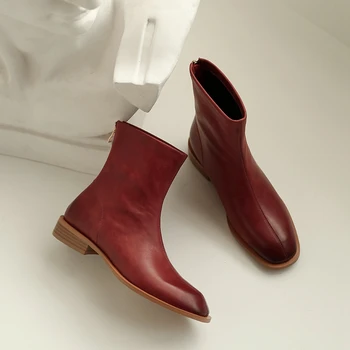 2020 Efterår og Vinter Sort Retro Chelsea Støvler til Kvinder Åndbar Ægte Læder Korte Bløde Skære Design Damer Ankel Støvler
