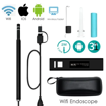 Med 0,3/1,3 MP Medicinsk USB HD Wifi Visuelle Øre Endoskop Ske Kamera-Endoskop, Android, PC, IOS Tablet Iphone Øre Pick Tool Otoscope