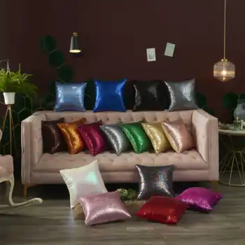 Ensfarvet Pude Dække Paillet Smide Pude Til Sofaen Solid Hjem Dekorative Pudebetræk Car Seat Cushion Cover Bryllup Forsyninger