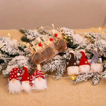 3Pcs Gnome Dukke Træ-Klip Elk Klip Julepynt Santa Claus DIY-Små Træ-Klip til Foto-Skærm, Home Decor