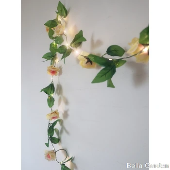 2,4 M Steg blomst dekorativ krans batteri Kobber LED fe string lys til jul, bryllup dekoration party event