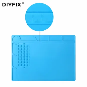 DIYFIX 35x25cm varmeisolering Silikone Pad Elektrisk BGA Lodning Reparation Station Vedligeholdelse Platform med Skrue Placering Mat