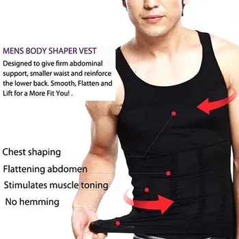 Mænd Slankende Body Shapewear Corset Mænd Vest, Skjorte, Undertrøje Kompression Maven Mave Mave Kontrol Slank Talje Brændende Fedt
