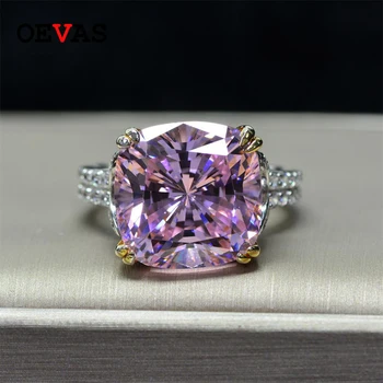 OEVAS Mousserende 21.5 Karat vielsesringe Til Kvinder Top Kvalitet 925 Sterling Sølv 14*14 High Carbon Diamant Fine Smykker