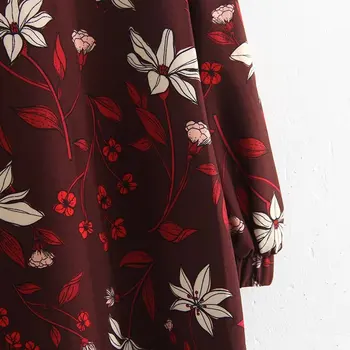 Lanbaiyijia 2018 nye Kvinder Casual Dress tre kvart Ærme O-hals og Print Blomster kjole kvinder, løs Kjole Forår, sommer kjoler